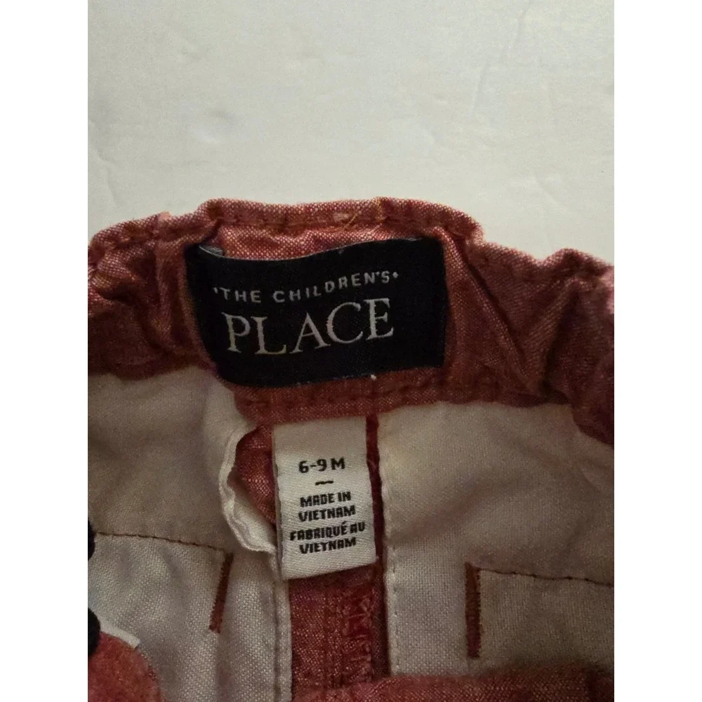 The Childrens Place Baby Boys Red Linen Blend Shorts 6-9 Months Heathered